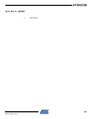 676
32059L–AVR32–01/2012
AT32UC3B
32.12 Rev. A – 05/2007
1. Initial revision.
 
