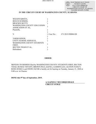 Washington County vs Soner Tarim Unity School Services respone #