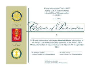 Certificate of Participation Maryjoy Nazaro