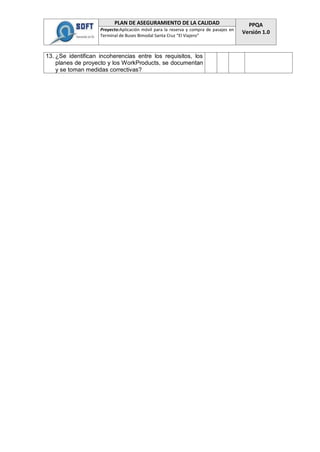 Doc 4 plan de aseguramiento de la calidad (ppqa) | PDF