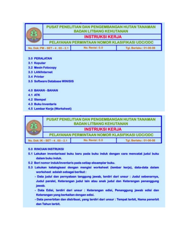  Contoh Instruksi Kerja  dan Sertifikat