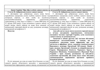 11
Закон України “Про збір та облік єдиного внеску на загальнообов'язкове державне соціальне страхування”
Стаття 10. Добровільна сплата єдиного внеску
5. Договором про добровільну участь може бути
передбачена одноразова сплата особою єдиного внеску за
попередні періоди, в яких особа не підлягала
загальнообов’язковому державному соціальному
страхуванню (у тому числі за період з 1 січня 2004 року по
31 грудня 2010 року). Сума сплаченого єдиного внеску за
кожен місяць такого періоду не може бути меншою за
мінімальний страховий внесок на дату укладення договору,
помножений на коефіцієнт 2.
Відсутня
В усіх випадках ця сума не може бути більшою за суму
єдиного внеску, обчисленого виходячи з максимальної
величини бази нарахування єдиного внеску, встановленої на
Стаття 10. Добровільна сплата єдиного внеску
5. Договором про добровільну участь може бути
передбачена одноразова сплата особою єдиного внеску за
попередні періоди, в яких особа не підлягала
загальнообов’язковому державному соціальному
страхуванню (у тому числі за період з 1 січня 2004 року по
31 грудня 2010 року). Сума сплаченого єдиного внеску за
кожен місяць такого періоду не може бути меншою за
мінімальний страховий внесок на дату укладення договору,
помножений на коефіцієнт 2.
Для осіб, які не мали змоги сплатити страхові внески
у зв’язку внутрішнім переміщенням, тимчасовою
окупацією частини території України, суми сплаченого
єдиного внеску не помножуються.
Зазначені в абзаці другому цієї частини обставини
вважаються загальновідомими і такими, що не
потребують доведення, якщо інформація про них
міститься в офіційних звітах, доповідях (повідомленнях)
Верховного комісара Організації Об’єднаних Націй з
прав людини, Організації з безпеки та співробітництва в
Європі, Міжнародного Комітету Червоного Хреста і
Червоного Півмісяця, Уповноваженого Верховної Ради
України з прав людини, розміщених на веб-сайтах
зазначених організацій, або якщо щодо таких обставин
уповноваженими державними органами прийнято
відповідні рішення.
В усіх випадках ця сума не може бути більшою за суму
єдиного внеску, обчисленого виходячи з максимальної
величини бази нарахування єдиного внеску, встановленої на
 