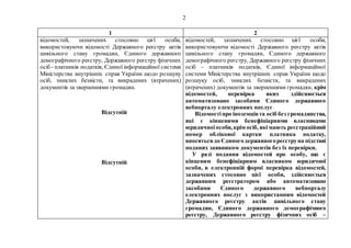 2
1 2
відомостей, зазначених стосовно цієї особи,
використовуючи відомості Державного реєстру актів
цивільного стану грома...