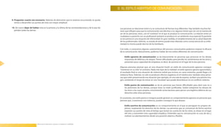 3. EL ESTILO ASERTIVO DE COMUNICACIÓN.


     9. Preguntar cuanto sea necesario. Además de demostrar que le estamos escuchando, le ayuda-
        remos a desarrollar sus puntos de vista con mayor amplitud .

     10. De nuevo dejar de hablar: ésta es la primera y la última de las recomendaciones y de la que de-    Las personas se relacionan entre sí y se comunican de formas muy diferentes . Hay también muchos fac-
       penden todas las demás .                                                                             tores que influyen para que la comunicación sea efectiva o no: algunos tienen que ver con la manera de
                                                                                                            ser de las personas; otros, con el “contexto” en el que se produce la comunicación . La relación entre un
                                                                                                            ciudadano o paciente con un profesional sanitario se produce en un ambiente muy especial . El paciente
                                                                                                            se encuentra en una situación de inferioridad . En gran medida, el restablecimiento de su salud depende
                                                                                                            de los profesionales . Además, su estado de ánimo puede estar alterado como consecuencia de su enfer-
                                                                                                            medad; lo mismo puede decirse de los familiares .

                                                                                                            Con todo, si conocemos algunas características del proceso comunicativo podemos mejorar la eficacia
                                                                                                            de la comunicación . Básicamente, podemos hablar de tres estilos diferentes de comunicación:

                                                                                                                 Estilo agresivo de comunicación: se da básicamente en personas que provocan en los demás
                                                                                                                 respuestas de defensa y de ataque . Tienen dificultades para percibir los sentimientos de los otros y
                                                                                                                 presentan poca capacidad de empatizar, es decir, de ponerse en el lugar de la otra persona .
34                                                                                                                                                                                                                         35
                                                                                                            Algunas personas piensan que, en una situación hostil, un estilo de comunicación agresivo consigue
                                                                                                            “mantener en su sitio” al contrario . Nada más lejos de la realidad: el estilo agresivo genera agresividad y
                                                                                                            el resultado final es una situación de violencia verbal que incluso, en casos extremos, puede llegar a la
                                                                                                            violencia física . Además, no sólo se producen efectos negativos en el interlocutor; también otras perso-
                                                                                                            nas que estén presenciando esa situación (por ejemplo, en una sala de espera), reciben una pésima ima-
                                                                                                            gen, existiendo el riesgo de entrar en una “escalada” que puede desembocar en un conflicto violento .

                                                                                                                 Estilo pasivo de comunicación: se da en personas que tienen dificultades para decir que no a
                                                                                                                 las peticiones de los demás, aunque éstas no estén justificadas . Suelen anteponer los deseos de
                                                                                                                 los otros a los suyos propios, encontrando serias barreras para ejercer una legítima defensa de sus
                                                                                                                 derechos ante otras personas .

                                                                                                            En ocasiones, ese estilo pasivo e inseguro puede generar un comportamiento agresivo en personas que
                                                                                                            piensan que, si presionan con violencia, pueden conseguir lo que desean .

                                                                                                                 Estilo asertivo de comunicación: es un comportamiento en el que se persiguen los propios ob-
                                                                                                                 jetivos, respetando los derechos de los demás . Las personas que se comunican de forma asertiva
                                                                                                                 exponen sus puntos de vista al tiempo que toman en cuenta los de los otros; se sitúan en el lugar
                                                                                                                 del otro y transmiten esta capacidad empática . Entienden que la comunicación es cosa de dos y
                                                                                                                 realizan sus planteamientos desde una posición abierta y flexible .


                                 Manual para la Información y Atención al Ciudadano en el SESCAM                                            Manual para la Información y Atención al Ciudadano en el SESCAM
 