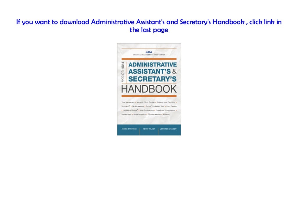 [PDF] Administrative Assistant's and Secretary's Handbook