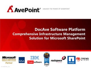 UNLEASH THE POWER OF SHAREPOINT DocAve Software PlatformComprehensive Infrastructure Management Solution for Microsoft SharePoint 