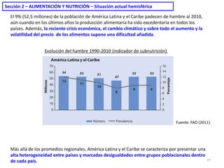 El 9% (52,5 millones) de la población de América Latina y el Caribe padecen de hambre al 2010,
aún cuando en los últimos a...
