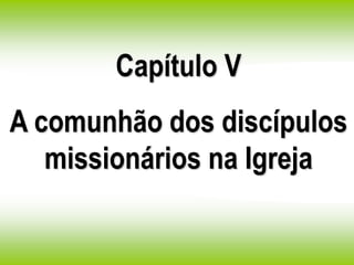 Capítulo V
A comunhão dos discípulos
missionários na Igreja
 