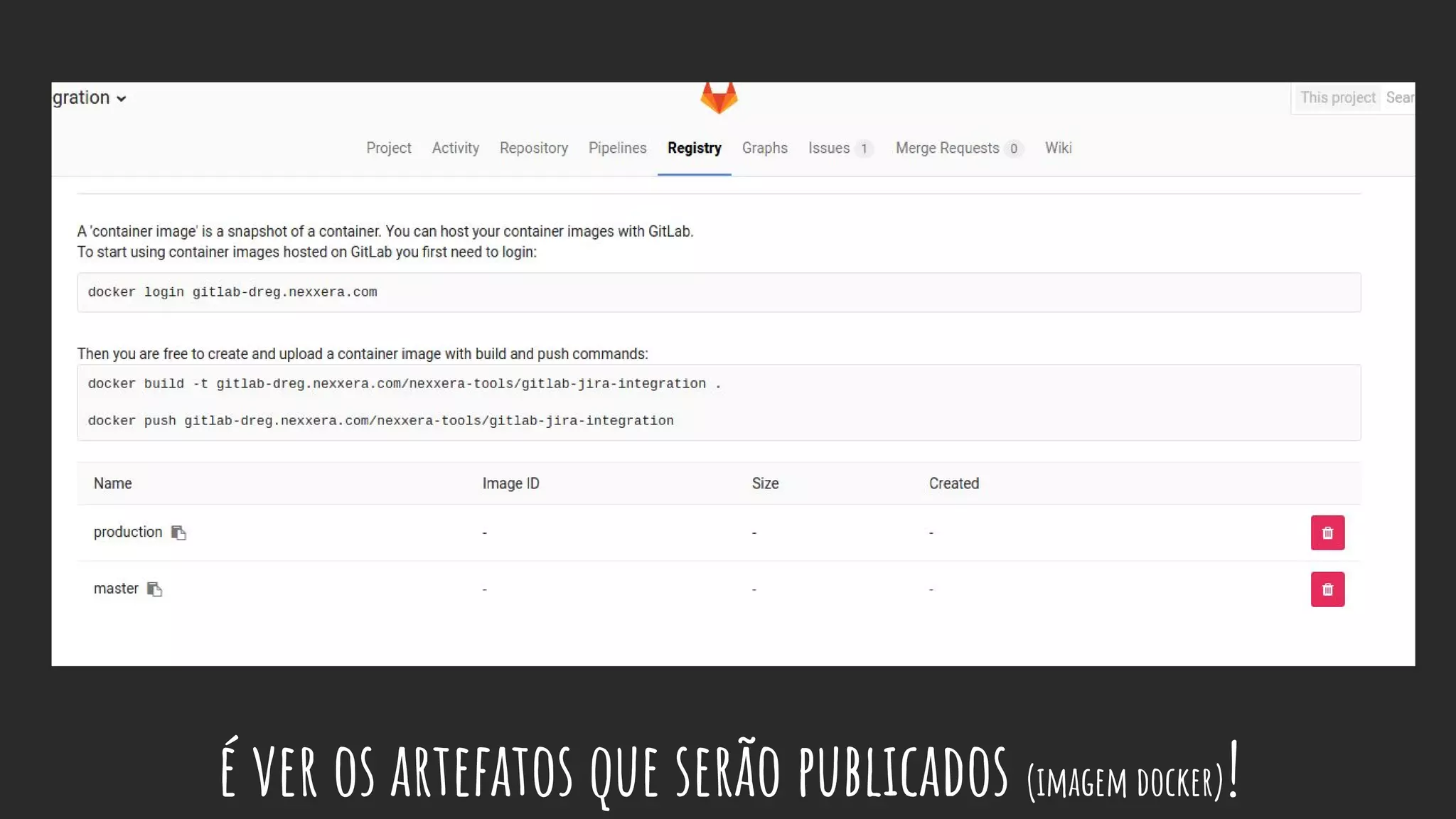 é ver os artefatos que serão publicados (imagem docker)!
 
