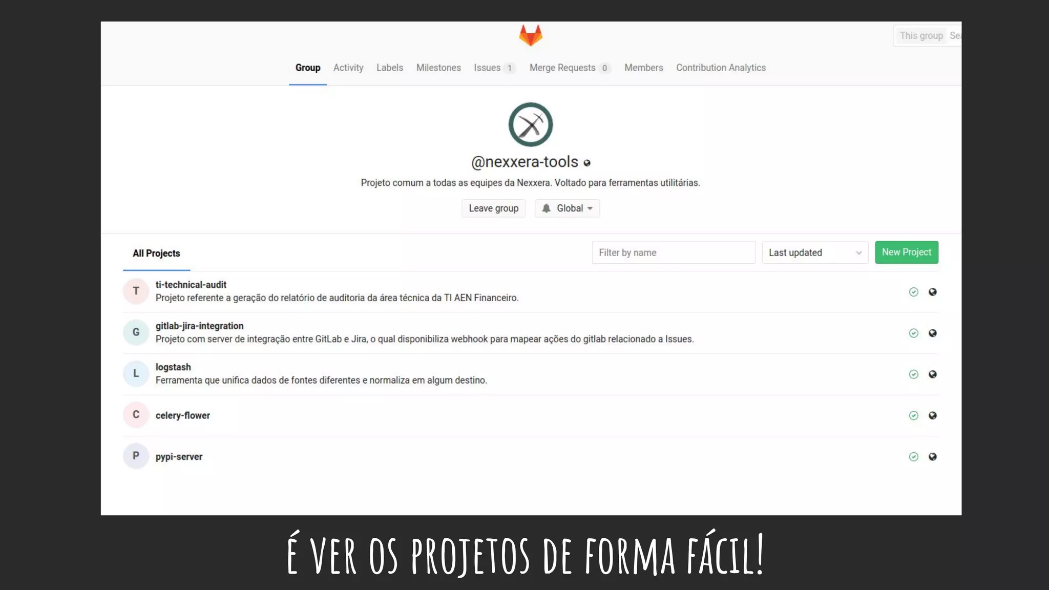 é ver os projetos de forma fácil!
 