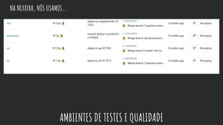 NA NEXXERA, NÓS USAMOS...
AMBIENTES DE TESTES E QUALIDADE
 