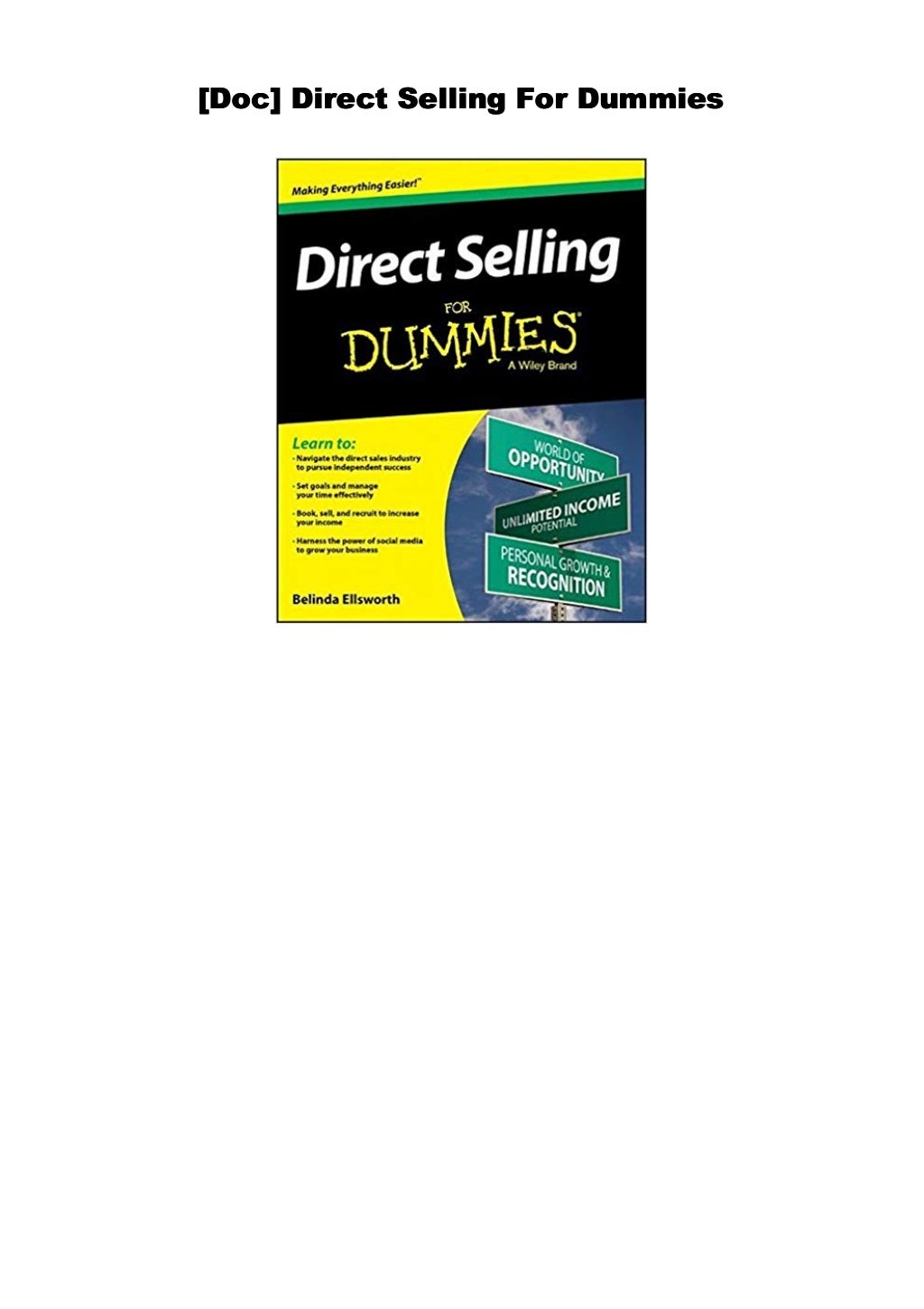 [Doc] Direct Selling For Dummies