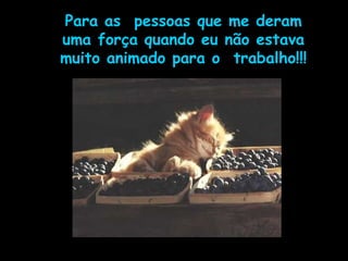 Para as  pessoas que me deram uma força quando eu não estava muito animado para o  trabalho!!! 