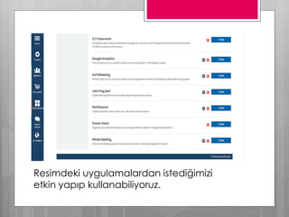 Resimdeki uygulamalardan istediğimizi
etkin yapıp kullanabiliyoruz.
 