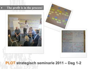 The profit is in the process!




PLOT strategisch seminarie 2011 – Dag 1-2
 