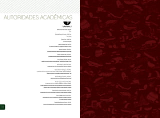 AUTORIDADES ACADÊMICAS
                                                                Mário Cesar dos Santos, Prof. Dr.
                                                                                               Reitor


                                                           Amândia Maria de Borba, Profa. Dra.
                                                                                         Vice-Reitora


                                                                           Cássia Ferri, Profa. Dra.
                                                                                Pró-Reitora de Ensino


                                                                   Valdir Cechinel Filho, Prof. Dr.
                                           Pró-Reitor de Pesquisa, Pós-Graduação, Extensão e Cultura


                                                                     Mércio Jacobsen, Prof. MSc.
                                      Secretário Executivo da Fundação Universidade do Vale do Itajaí


                                                                 Vilson Sandrini Filho, Prof. MSc.
                                          Procurador Geral da Fundação Universidade do Vale do Itajaí


                                                                 Carlos Alberto Tomelin, Prof. Dr.
                        Diretor do Centro de Ciências Sociais Aplicadas – Comunicação, Turismo e Lazer


                                                                Silvia Regina Cabral, Profa. MSc.
                                       Coordenadora dos Cursos de Gastronomia e Turismo e Hotelaria


                                                          Renato Buchele Rodrigues, Prof. MSc.
            Coordenador dos Cursos Superiores de Tecnologia em Design Gráfico, Produção Publicitária,
                                     Design de Interiores e Fotografia da Unidade Florianópolis – Ilha

                                                           Ricardo Magoga Gallarza, Prof. MSc.
                                               Responsável pelo Curso de Fotografia do Campus Itajaí


                                                            Bianka Cappucci Frisoni, Profa. MSc.
                                 Coordenadora dos Cursos de Design: Habilitação em Design de Moda,
                     Design: Habilitação em Design Gráfico, Design: Habilitação em Design Industrial e
                             Design de Jogos e Entretenimento Digital do Campus Balneário Camboriú

                                                    Maria Enói dos Santos Miranda, Profa. Dra.
                    Coordenadora do Curso de Cosmetologia e Estética do Campus Balneário Camboriú


                                                              Diva de Mello Rossini, Profa. MSc.
                           Coordenadora dos Cursos de Arquitetura e Urbanismo e Design de Interiores
                                                                      do Campus Balneário Camboriú

                                                          Rodolfo Wendhausen Krause, Prof. Dr.
                            Assessor da Coordenação dos Cursos de Gastronomia e Turismo e Hotelaria

112
 