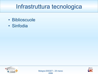 Biblioscuole Sinfodia Infrastruttura tecnologica 
