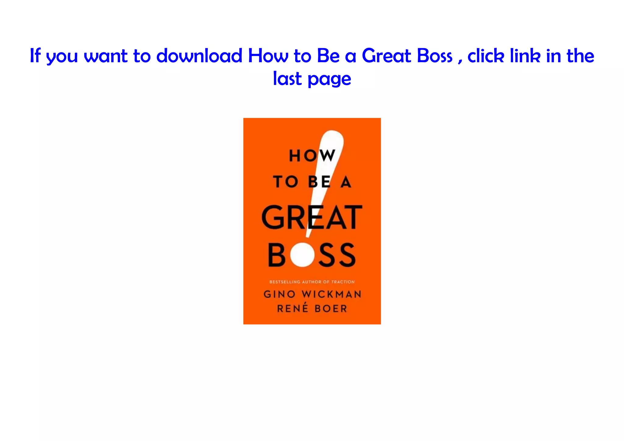 [PDF] How to Be a Great Boss | PDF