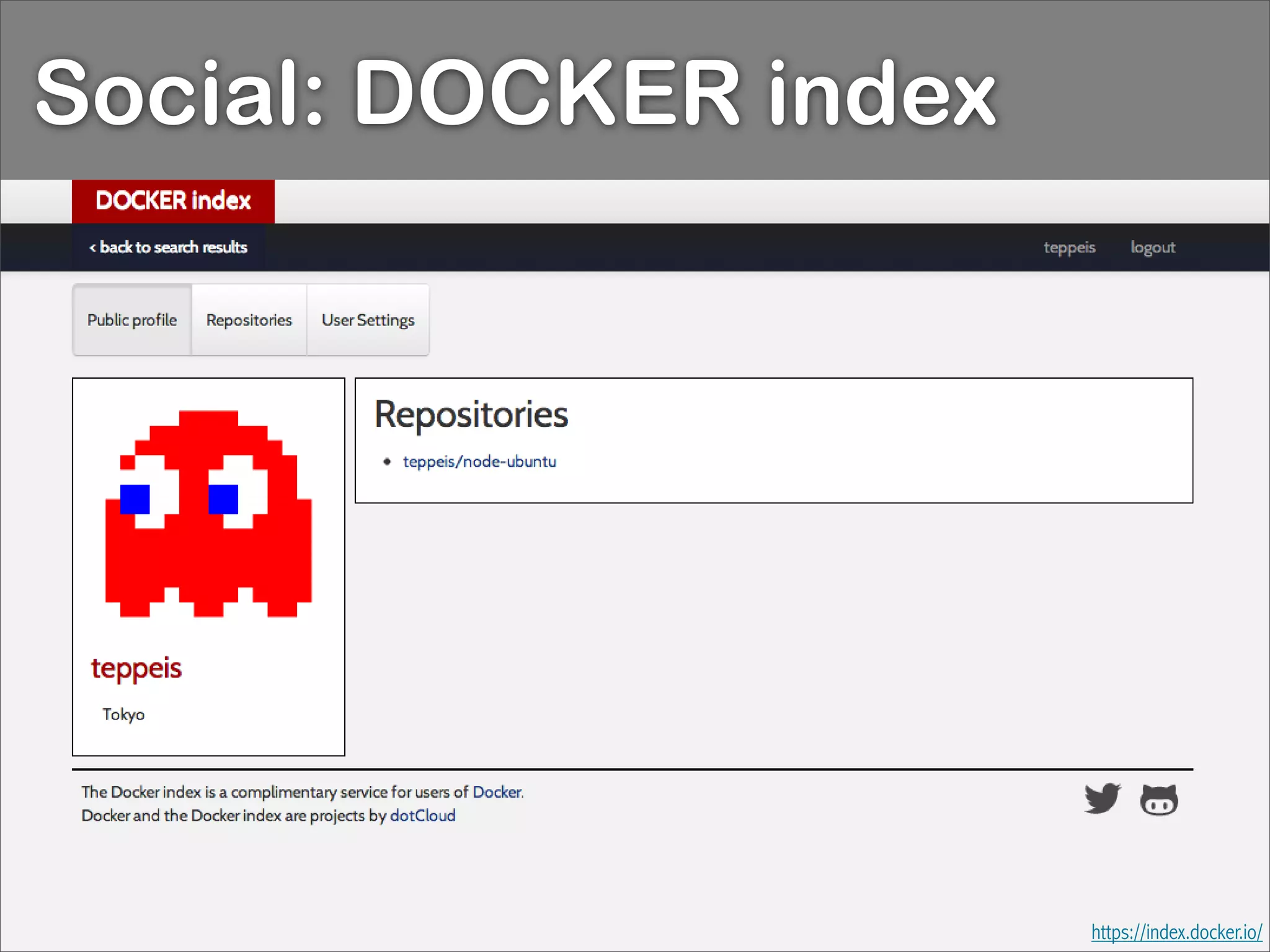 https://index.docker.io/
Social: DOCKER index
 