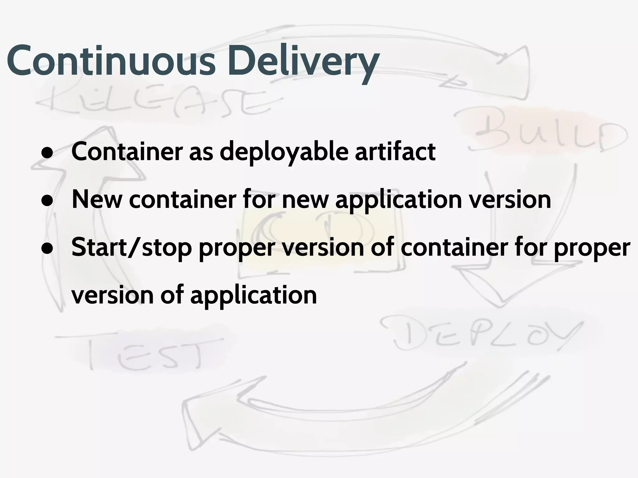 Docker-compose CLI
● build
● up
● logs
● ps
● run
● start/stop
● scale
● ...
 