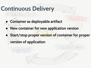 Docker-compose CLI
● build
● up
● logs
● ps
● run
● start/stop
● scale
● ...
 