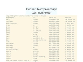 Docker: быстрый старт 
для новичков
 