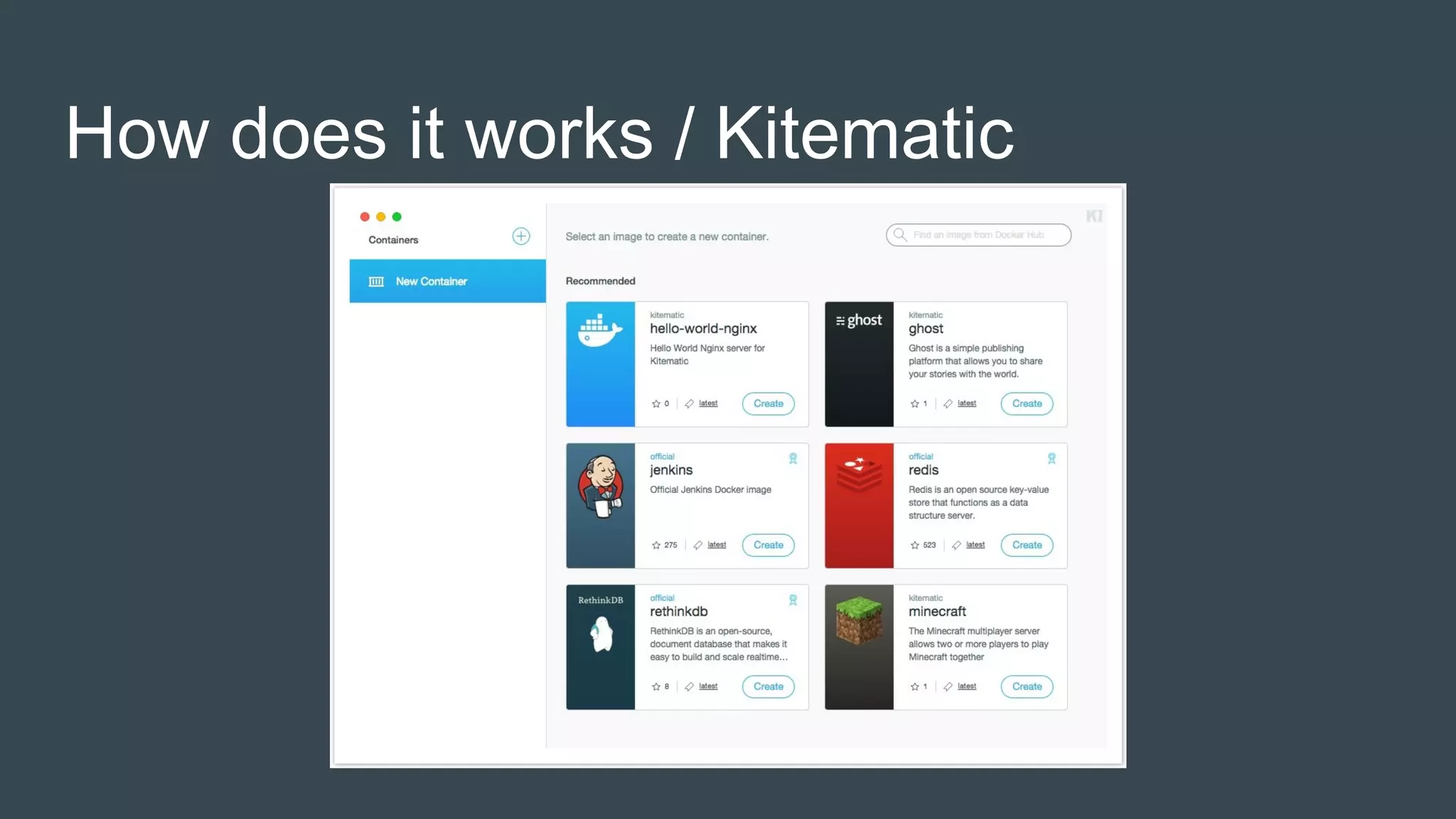 How does it works / Kitematic
 