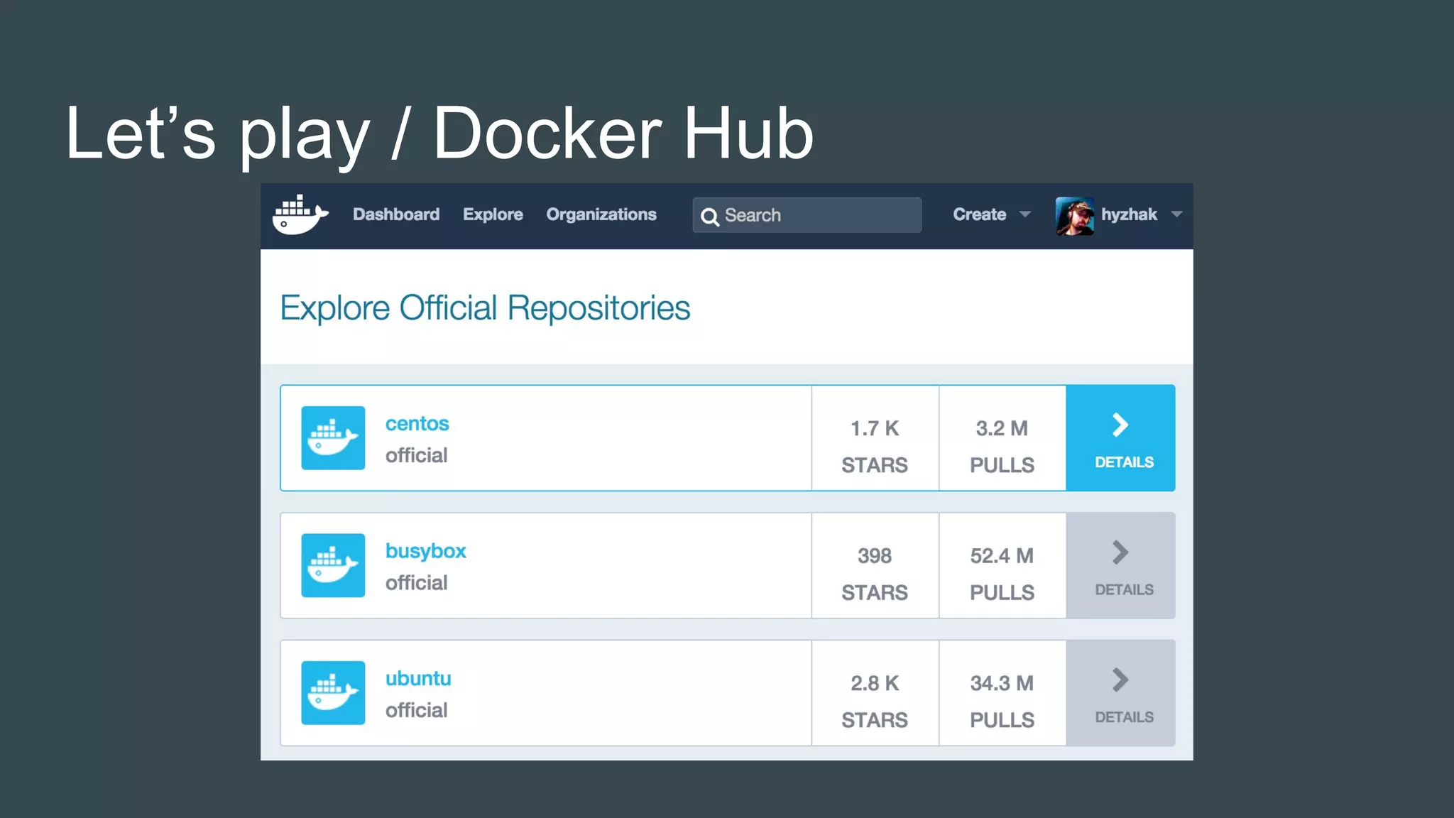 Let’s play / Docker Hub
 