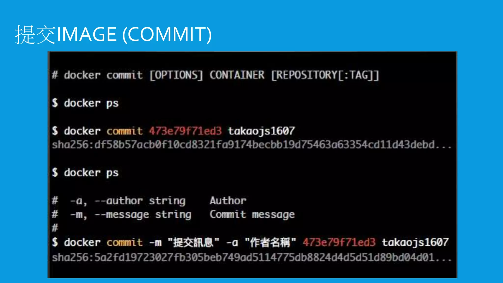 提交IMAGE (COMMIT)
 