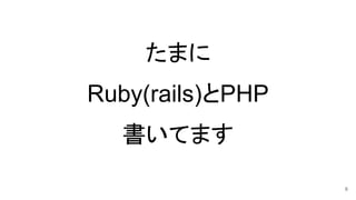 たまに
Ruby(rails)とPHP
書いてます
6
 