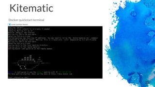20
Kitematic
Docker quickstart terminal
 