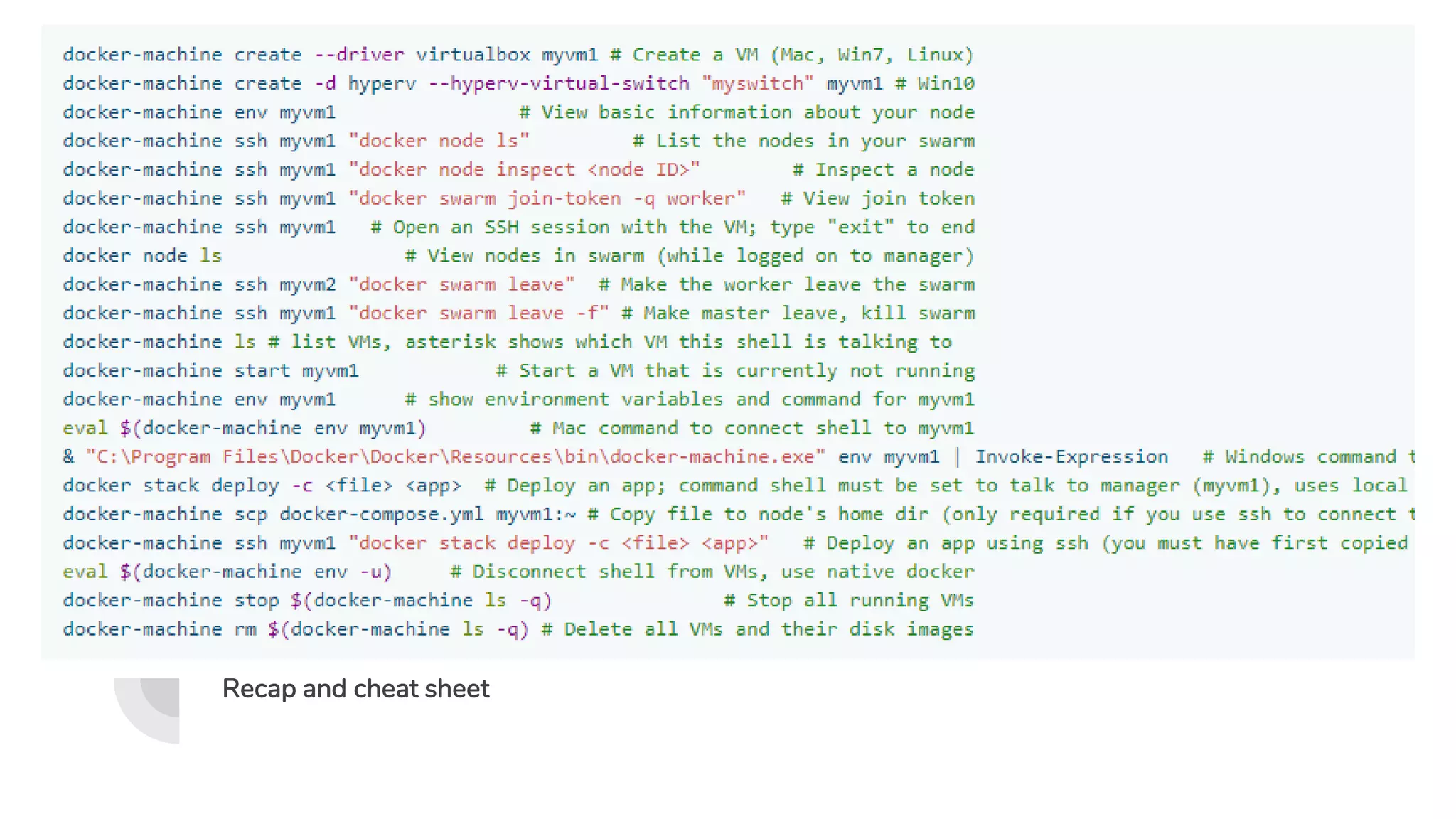 Recap and cheat sheet
 