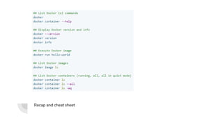 Recap and cheat sheet
 