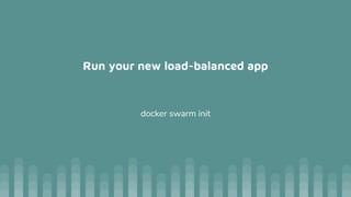 Run your new load-balanced app
docker swarm init
 