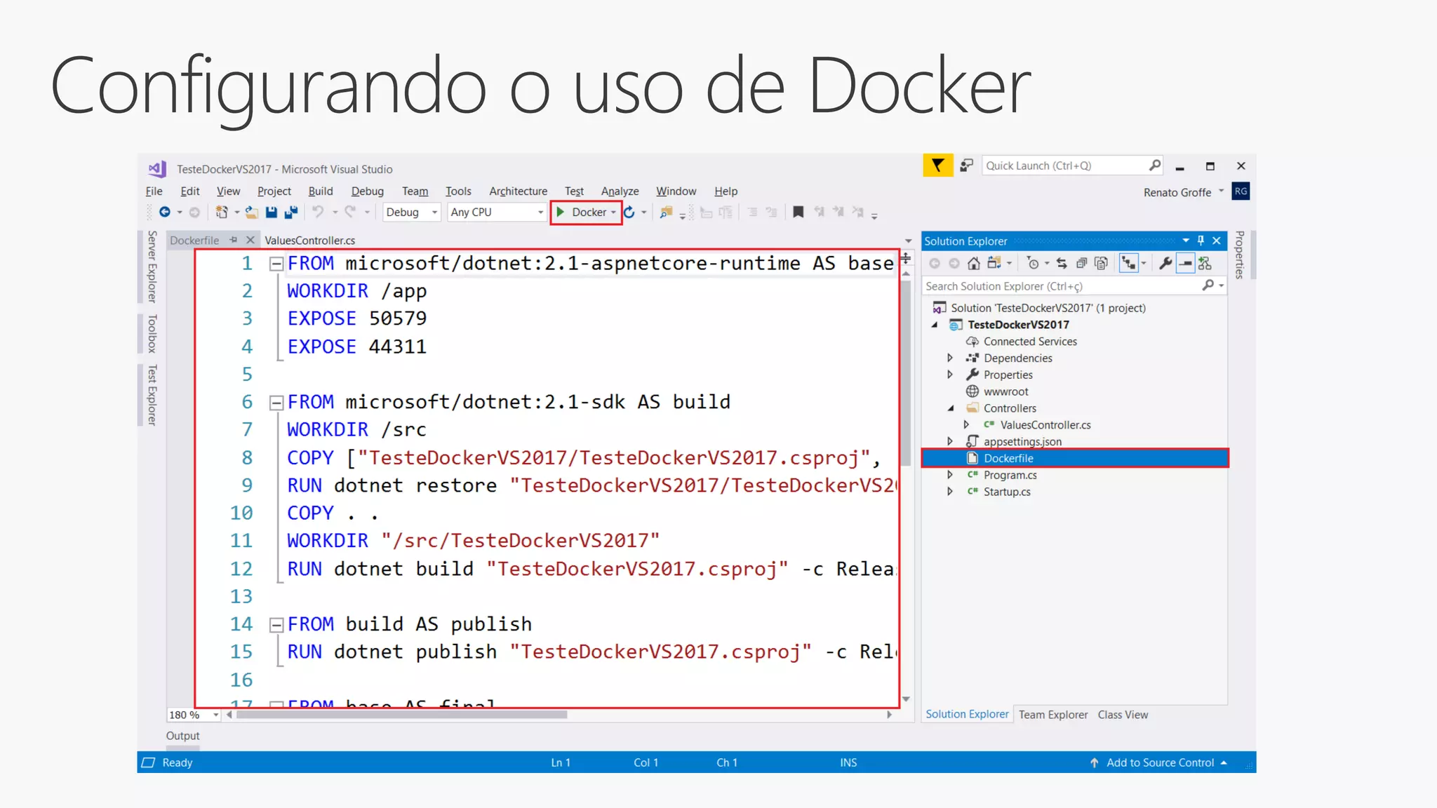 Configurando o uso de Docker
 