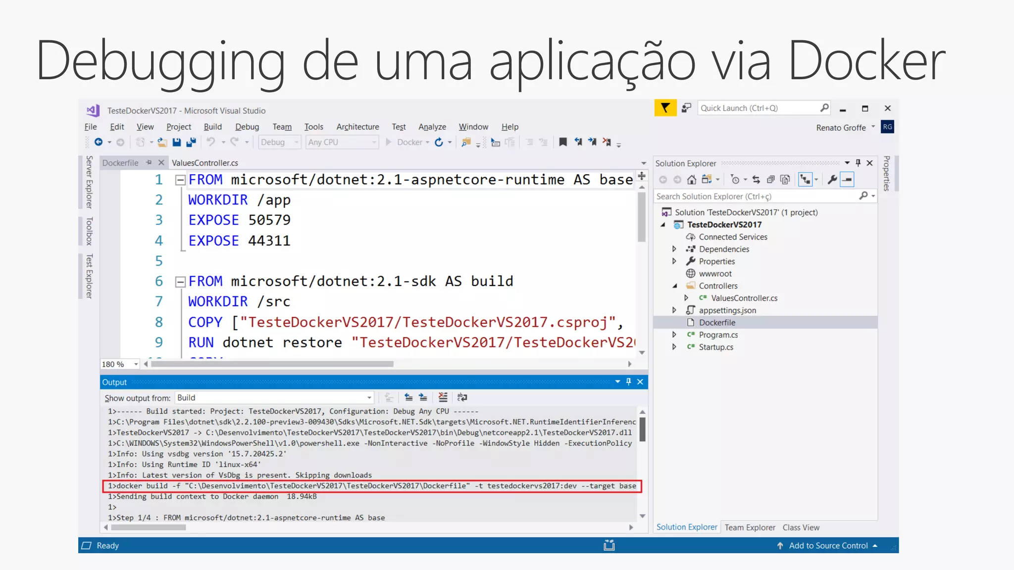 Debugging de uma aplicação via Docker
 