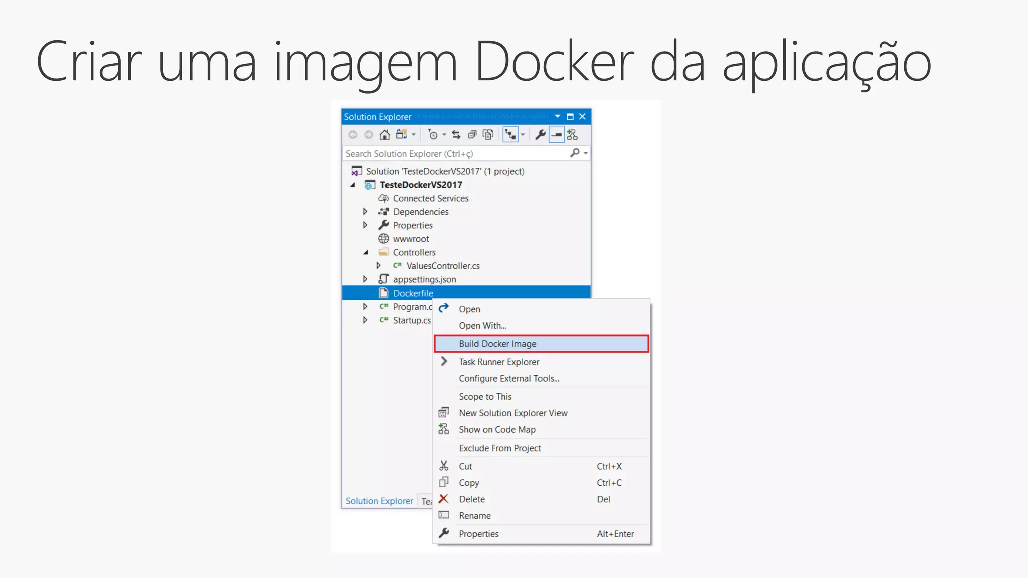 Criar uma imagem Docker da aplicação
 