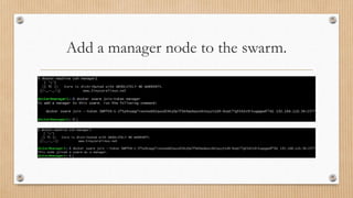 Add a manager node to the swarm.
 