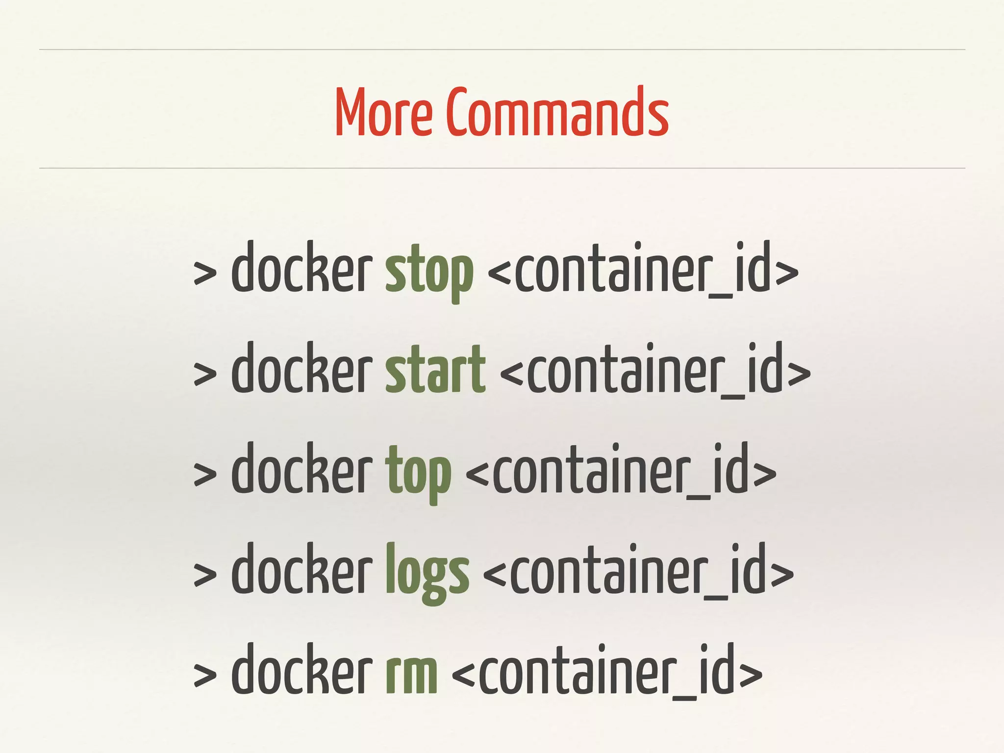 Run a Docker Container
> docker run reiz/nginx:1.0.0
Creates a Docker container out of the Docker image reiz/nginx:1.0.0.
It runs the nginx process.
 