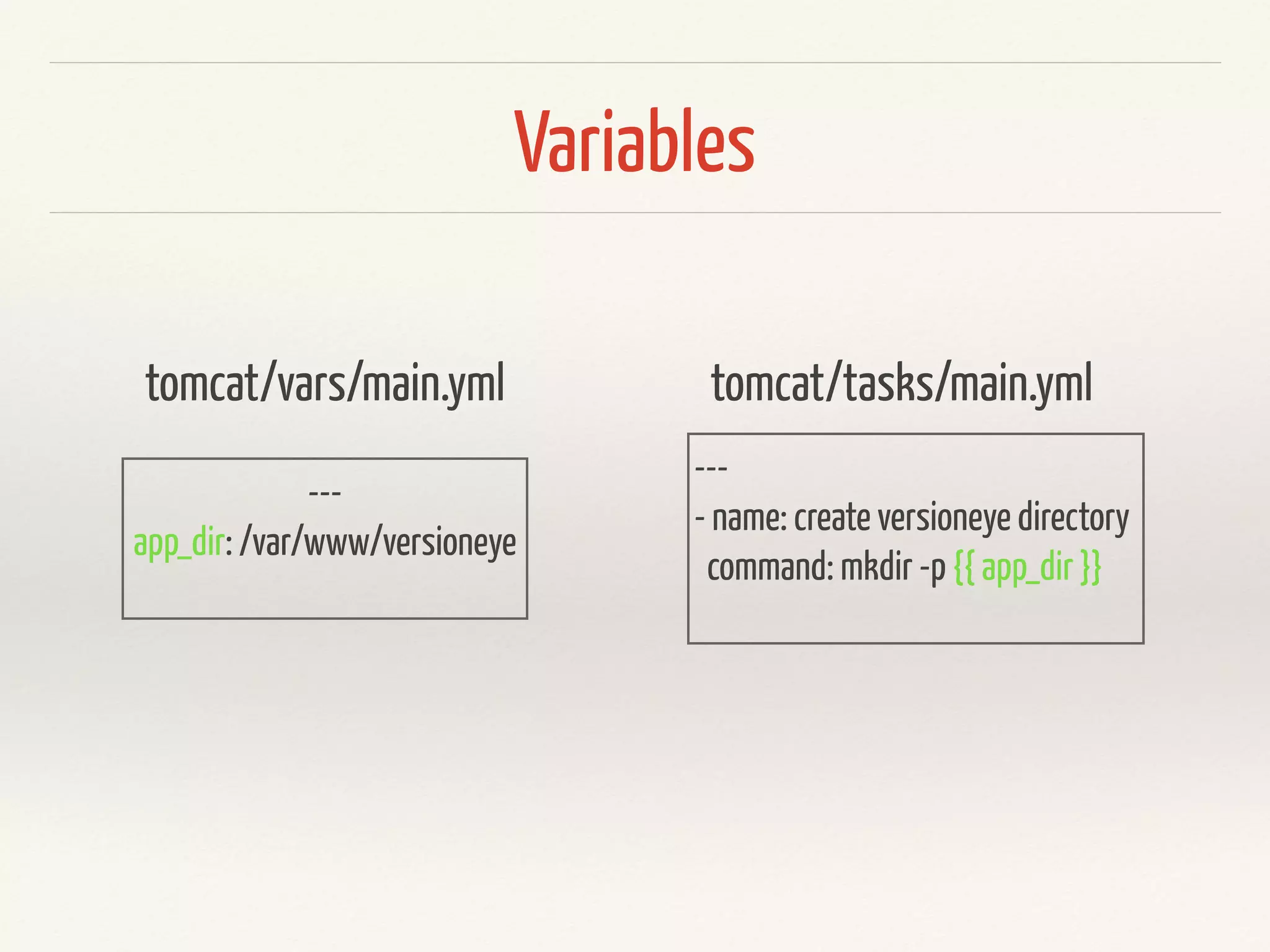simpple role with apt module
---
- name: update debian packages
apt: update_cache=true
- name: install Java JDK
apt: name=openjdk-7-jdk state=present
 
