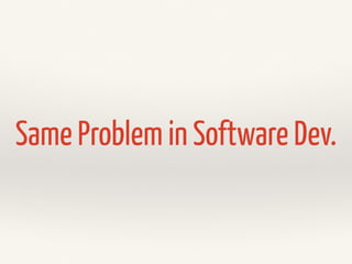 Same Problem in Software Dev.
 
