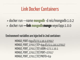 Link Docker Containers
Linking only works on same hosts!
 