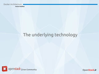 Docker Architecture
Version Modified
| Iran Community OpenStack.ir
The underlying technology
 