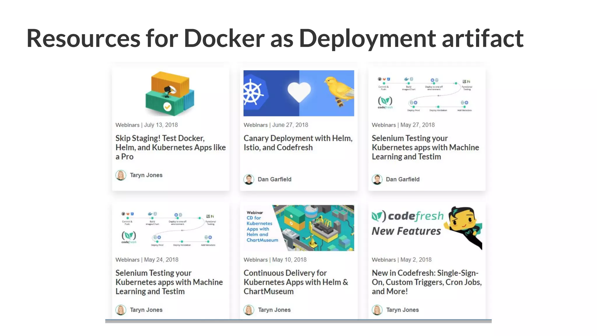 Resources for Docker as Deployment artifact 
