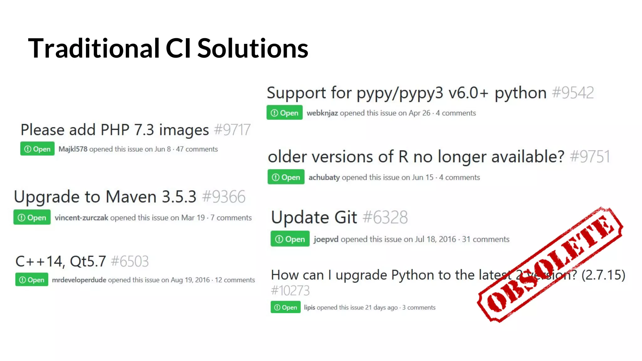 Traditional CI Solutions 