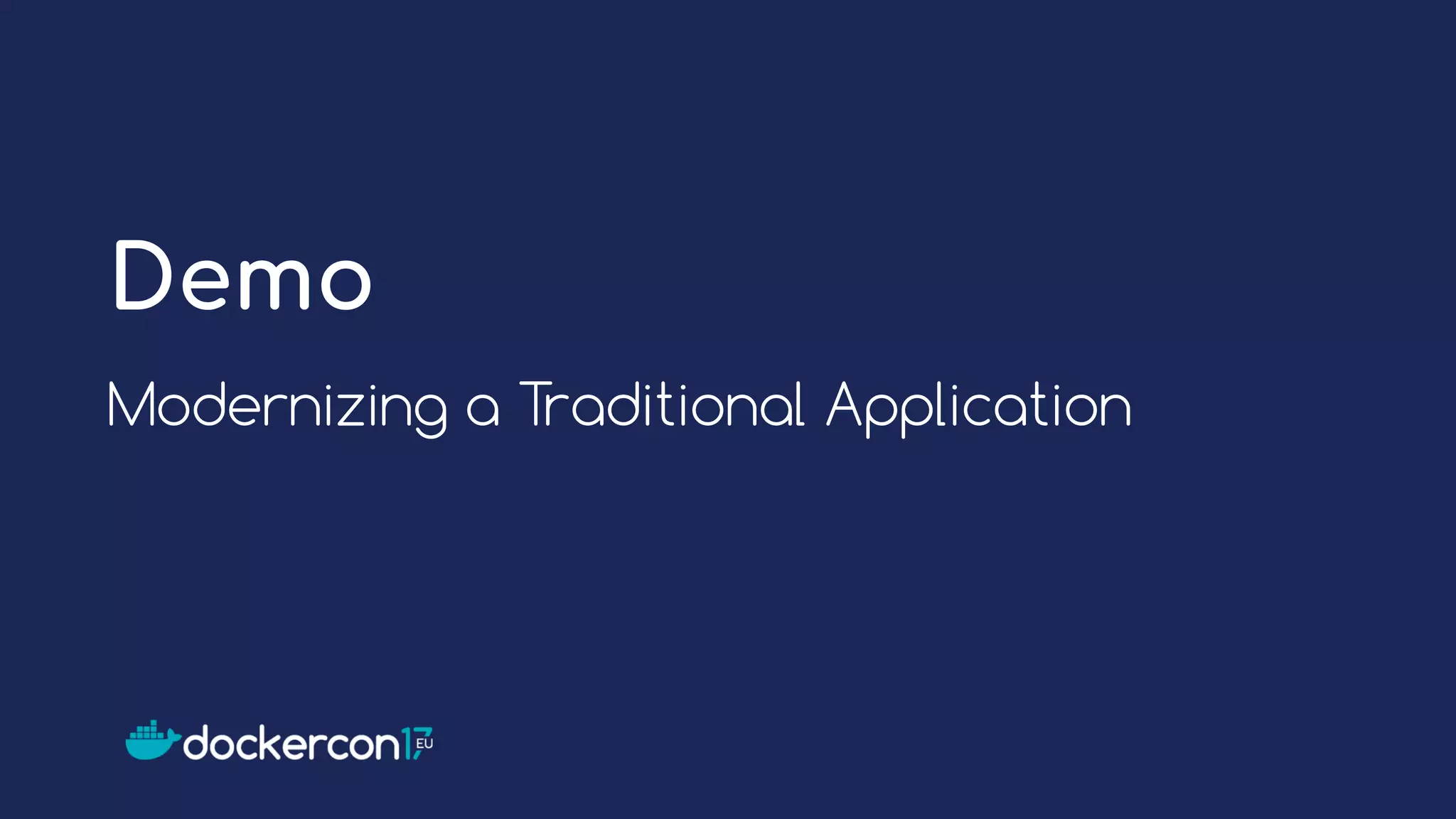 Modernizing a Traditional Application
Demo
 