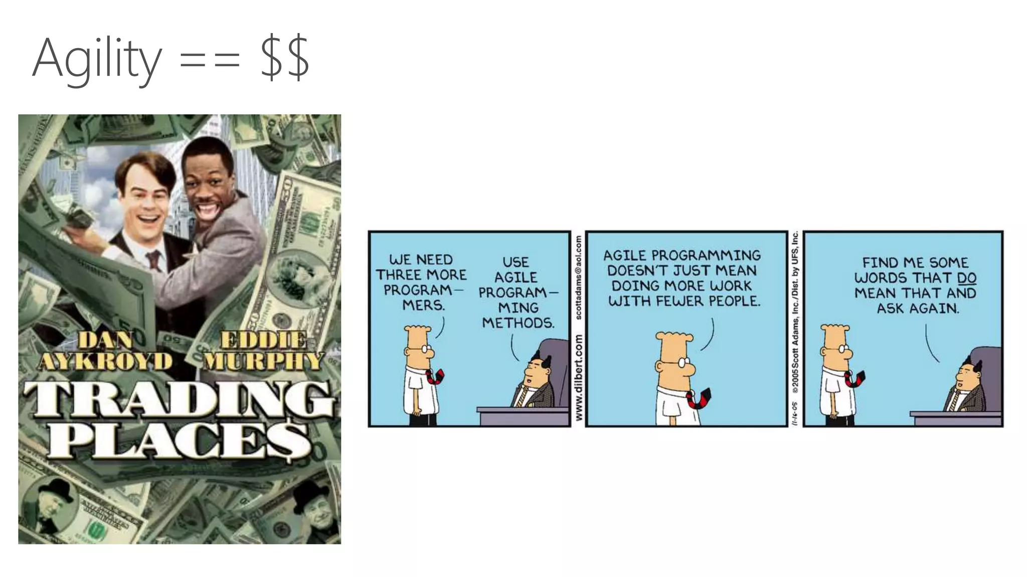 Agility == $$
 