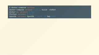 $ docker-compose version
docker-compose version 1.11.1, build 7c5d5e4
docker-py version: 2.0.2
CPython version: 2.7.12
OpenSSL version: OpenSSL 1.0.2j 26 Sep 2016
 