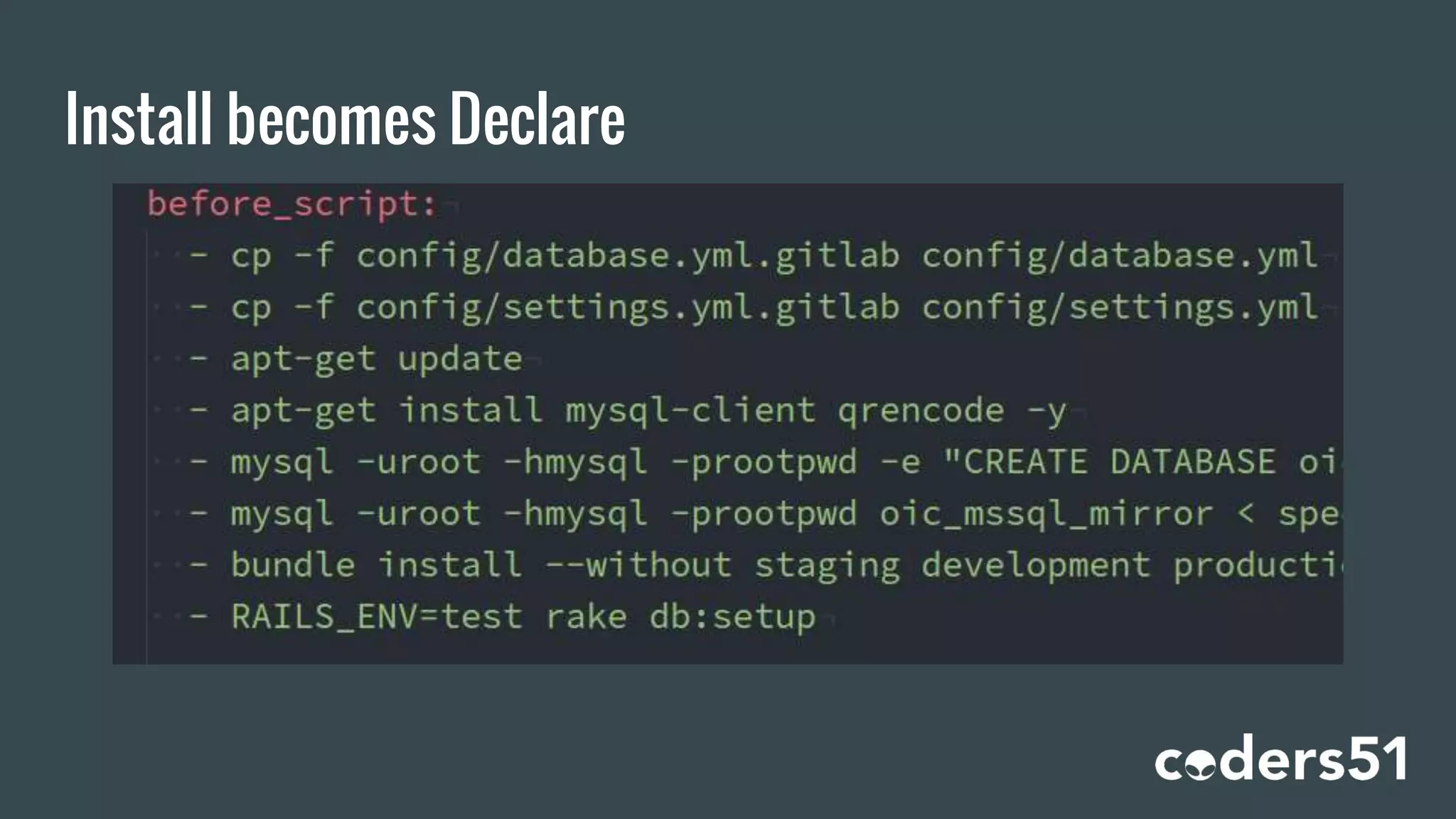 Install becomes Declare
 