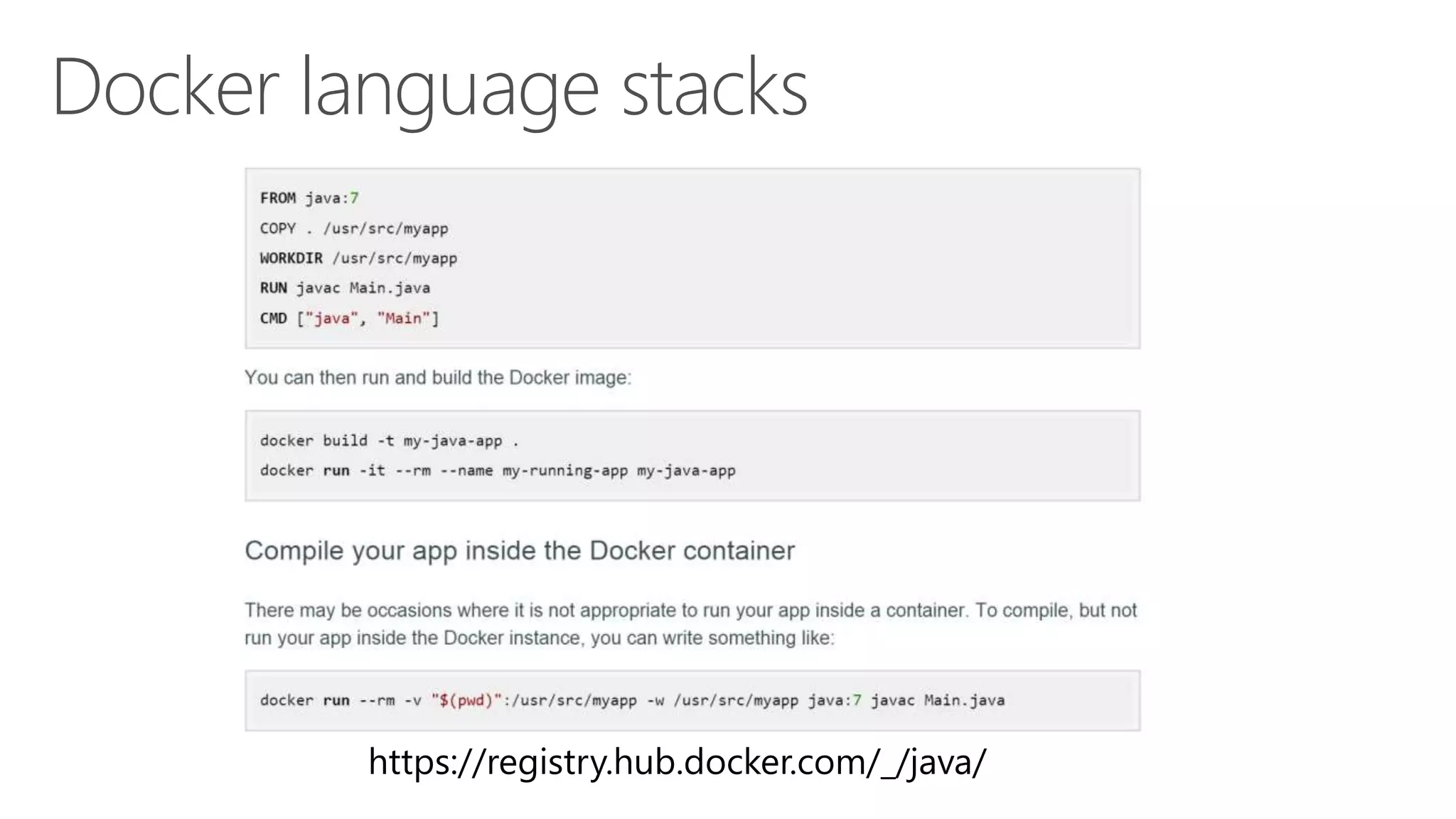 Docker language stacks
 